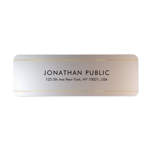 Gold Silver Elegant Template Top Return Address Label (Front)