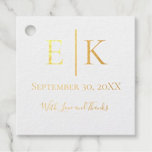 Gold Silver Foil Monogram Wedding Initials Date Foil Favor Tags