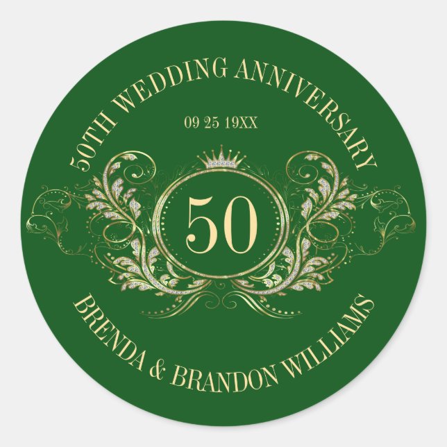 Gold & Silver Frame with a Crown Square Sticker (Front)