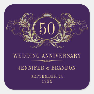 Gold & Silver Frame with a Crown Square Sticker