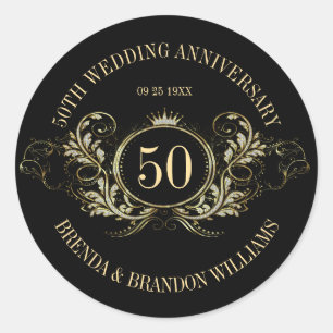 Gold & Silver Frame with a Crown Square Sticker