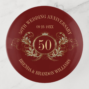 Gold & Silver Frame with a Crown Wine Label Trinket Tray