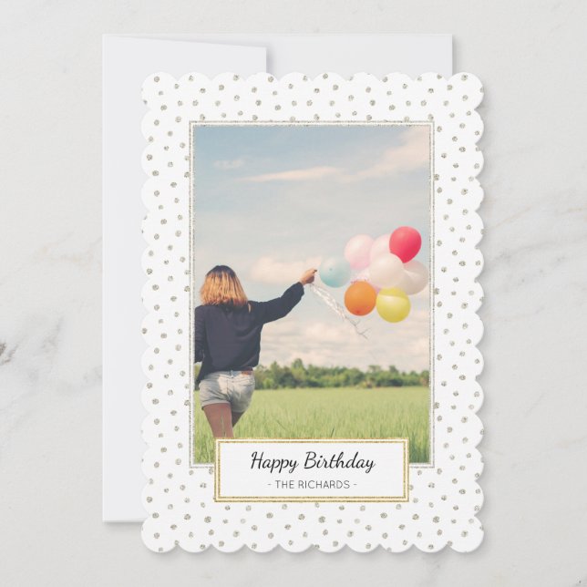 Gold & silver glitter dots card (Front)