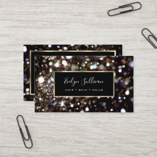 gold silver glitter lights business card