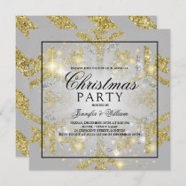 Gold & Silver Glitter Xmas Holiday Party Invitation