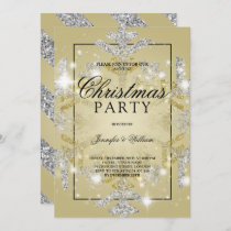 Gold & Silver Glitter Xmas Holiday Party Invitation