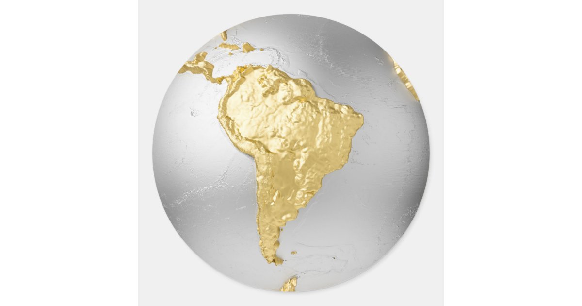 Gold Silver Globe South America 3d Rendering Classic Round