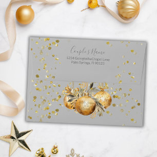 Gold Silver Gray Christmas Wedding Envelope