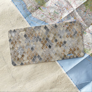 Gold Silver Gray Mermaid Scales Glam #1 License Plate