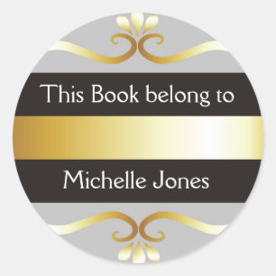 Gold Silver Gray This Book Belongs To Bookplates
