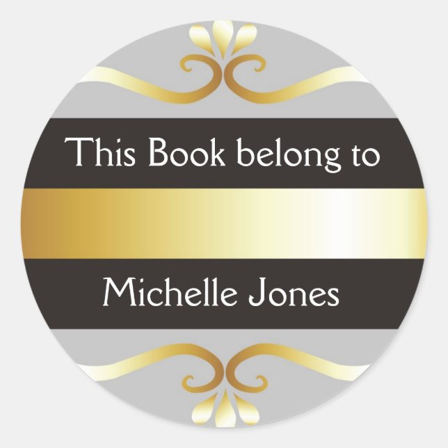 Gold Silver Gray This Book Belongs To Bookplates (Front)