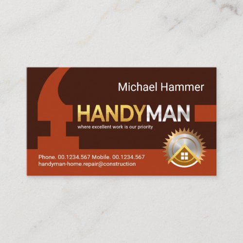 Gold Silver Hammer Home Handyman Repairs Business Card