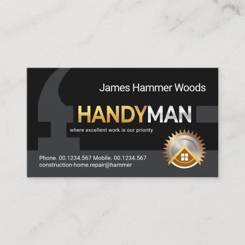 Gold Silver Hammer Home Repairs Business Card