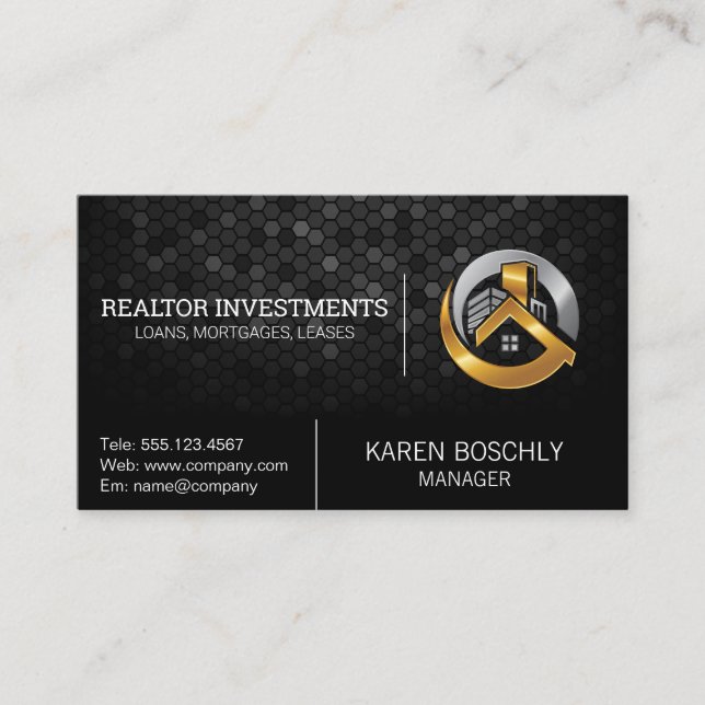 Gold Silver House and Building Logo Business Card (Front)