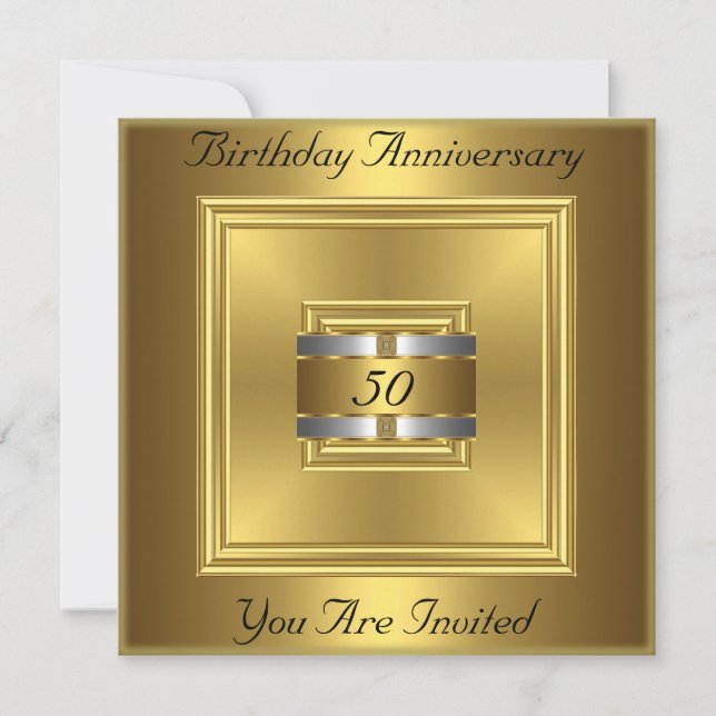 Gold Silver Invitation Birthday Anniversary (Front)