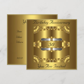 Gold Silver Invitation Birthday Anniversary