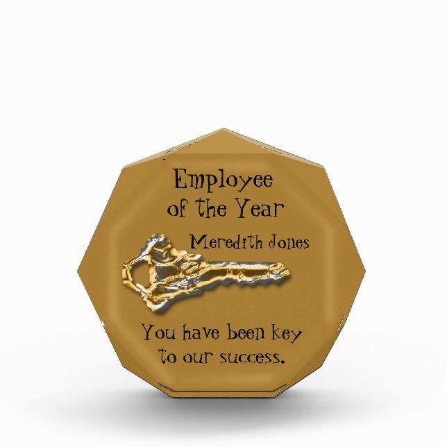Gold Silver Key Recognition Employee of the Year Acrylic Award (Front)