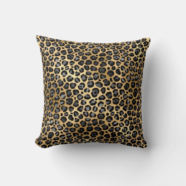 GOLD SILVER LEOPARD PILLOW  (Front)