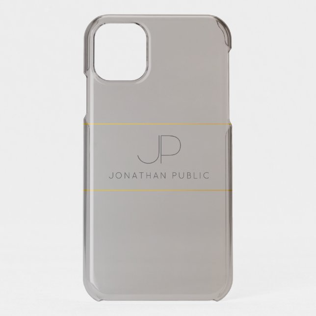 Gold Silver Look Elegant Modern Monogram Template Uncommon iPhone Case (Back)