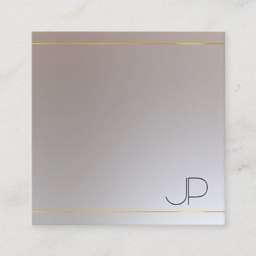 Gold Silver Look Monogram Modern Elegant Template Square Business Card