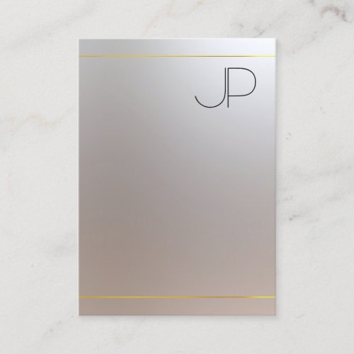Gold Silver Look Monogram Modern Professional Business Card