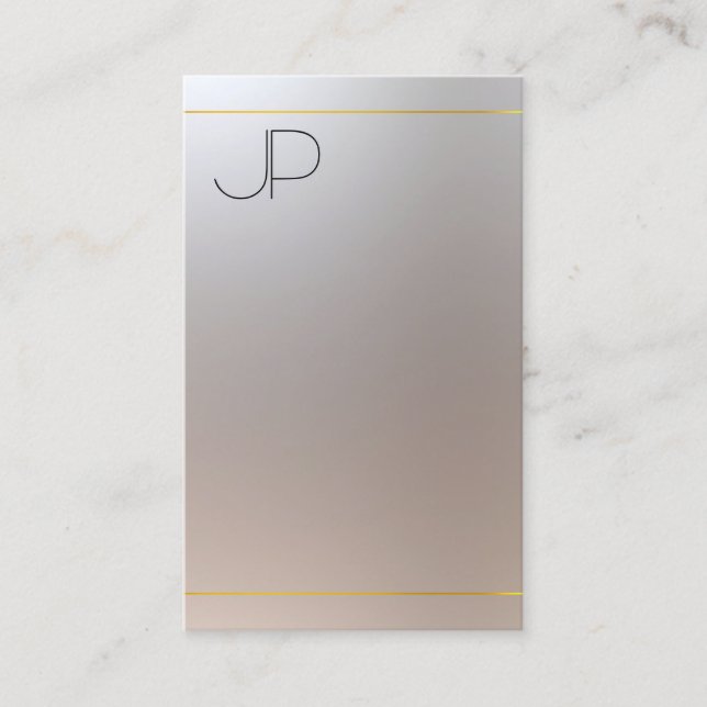 Gold Silver Look Monogram Professional Template Business Card (Front)
