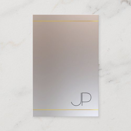 Gold Silver Look Monogrammed Modern Elegant Business Card