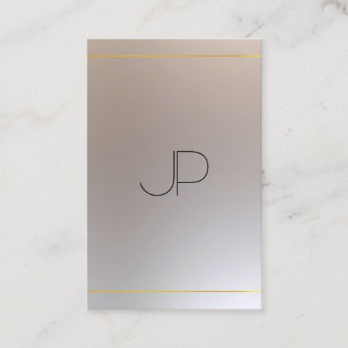 Gold Silver Look Monogrammed Modern Professional Business Card