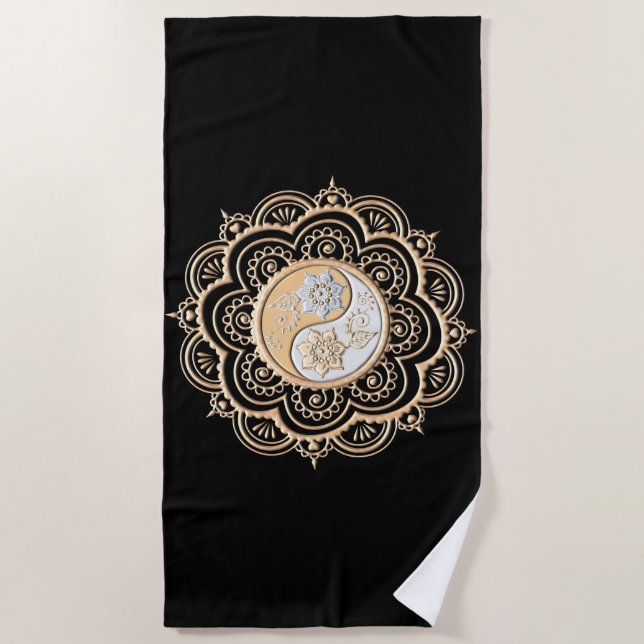 Gold & Silver Mandala Beach Towel (Front)