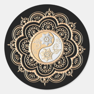 Gold & Silver Mandala Classic Round Sticker