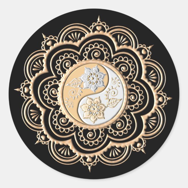 Gold & Silver Mandala Classic Round Sticker (Front)