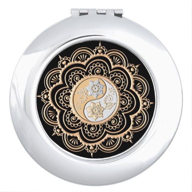 Gold & Silver Mandala Compact Mirror (Front)