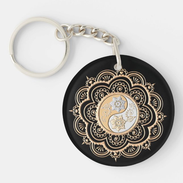 Gold & Silver Mandala Keychain (Front)