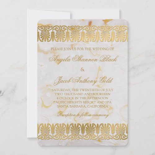 Gold Silver Marble Marbled Wedding Invitation