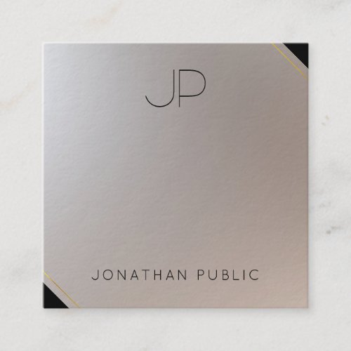 Gold Silver Monogram Modern Template Luxurious Square Business Card
