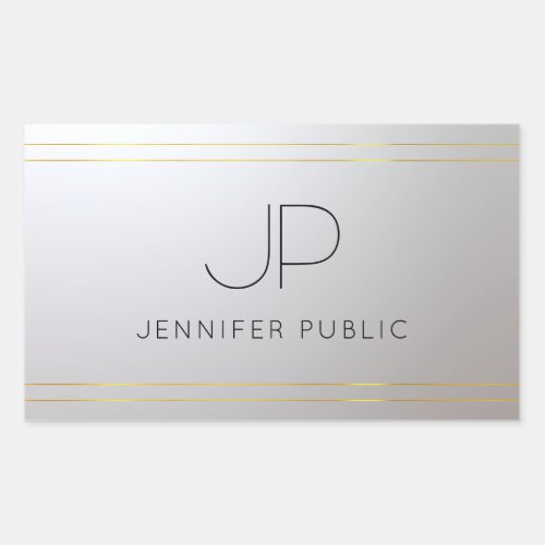 Gold Silver Monogram Template Initial Letter Rectangular Sticker