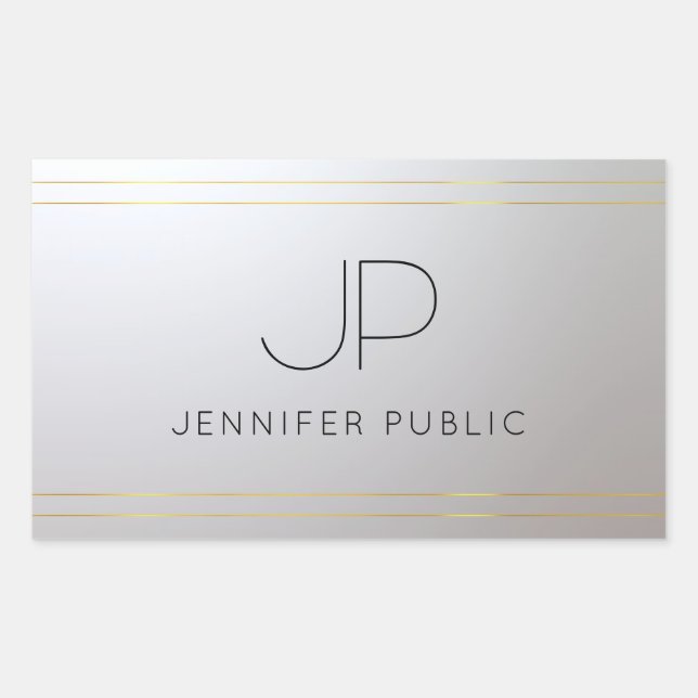 Gold Silver Monogram Template Initial Letter Rectangular Sticker (Front)