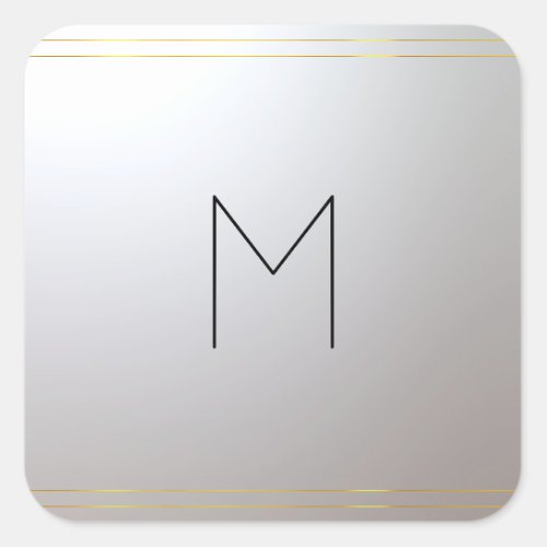 Gold Silver Monogrammed Template Initial Letter Square Sticker