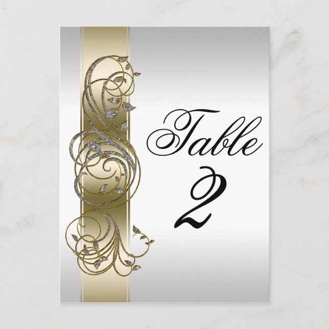 Gold Silver Ornate Formal  Table Number (Front)
