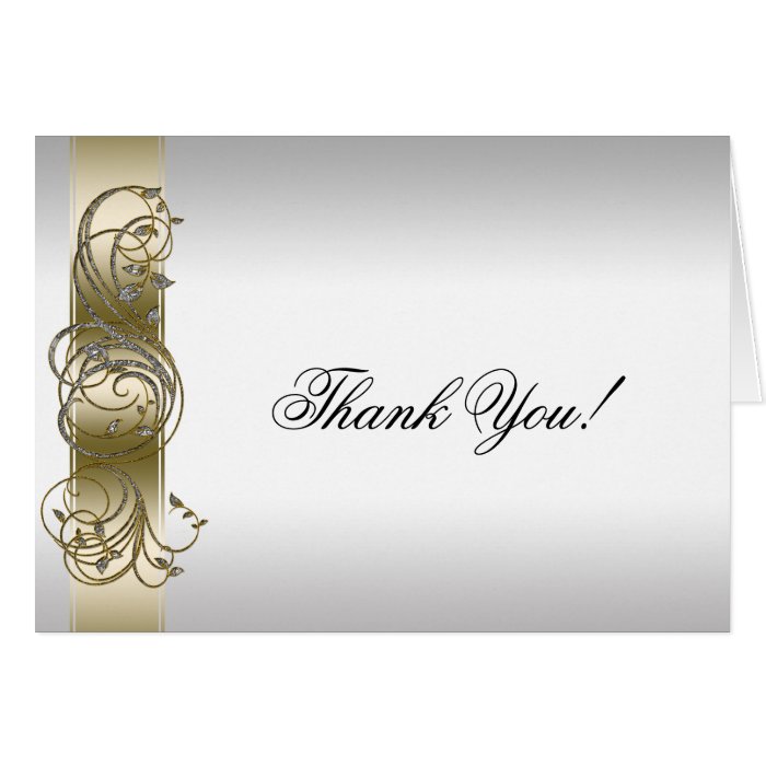 Gold Silver Ornate Formal  Thank You Card