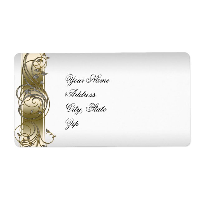Gold Silver Ornate Formal Wedding Address Label (Front)