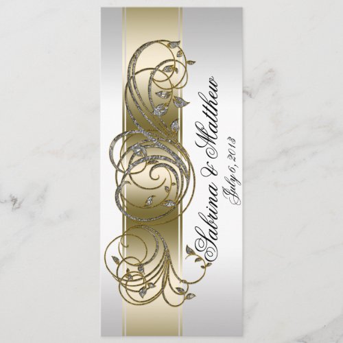 Gold Silver Ornate Formal Wedding Program Prayer