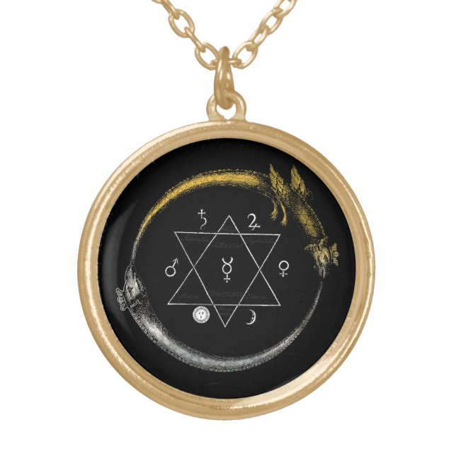 Gold & Silver Ouroboros Plated Necklace (Front)