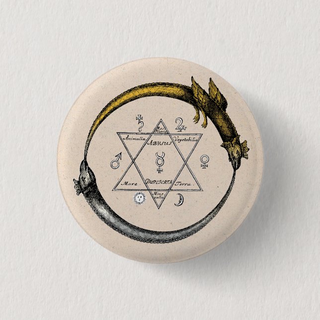 Gold & Silver Ouroboros Symbol Button (Front)