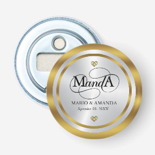 Gold Silver Personalized Wedding Monogram Bottle Opener