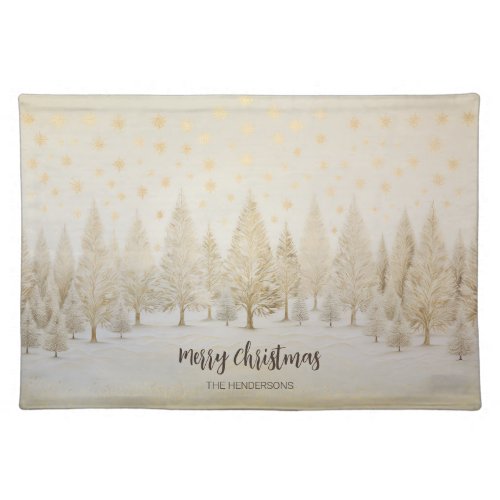 Gold Silver Pine Trees Christmas Placemats