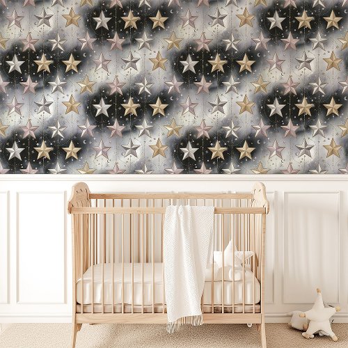 Gold, Silver &Amp;Amp; Pink Stars Celestial Wallpaper