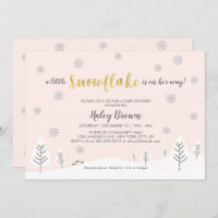 Gold, Silver & Pink Winter Wonderland Baby Shower Invitation