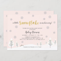 Gold, Silver & Pink Winter Wonderland Baby Shower Invitation