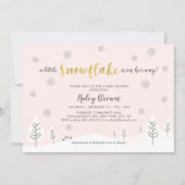 Gold, Silver & Pink Winter Wonderland Baby Shower Invitation (Front)